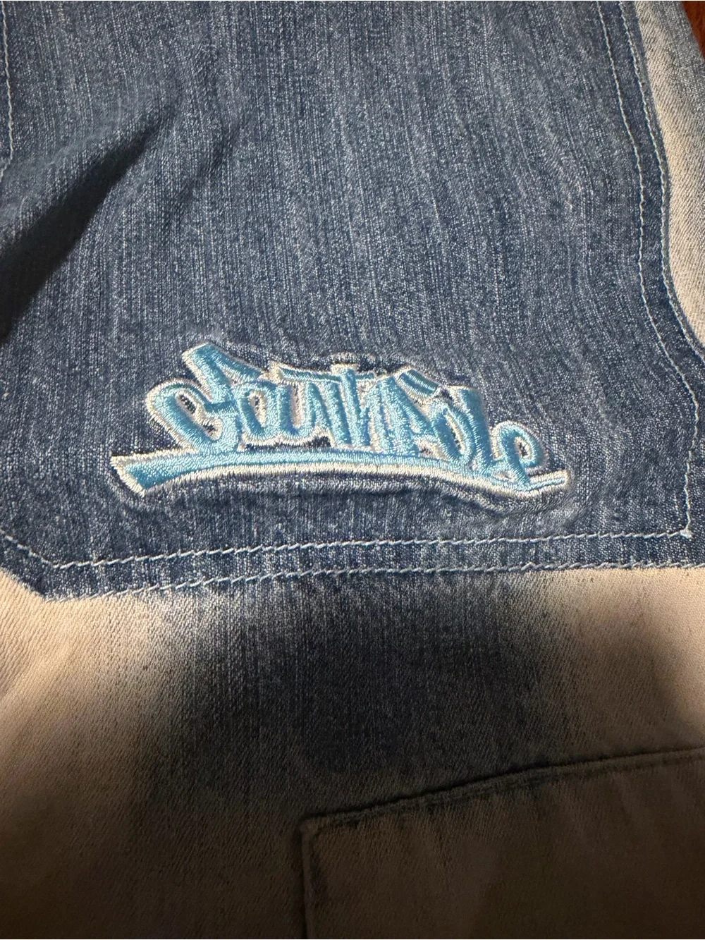 Y2K vintage South Pole Two-Tone Patchwork Denim Shorts - Blue & Cream